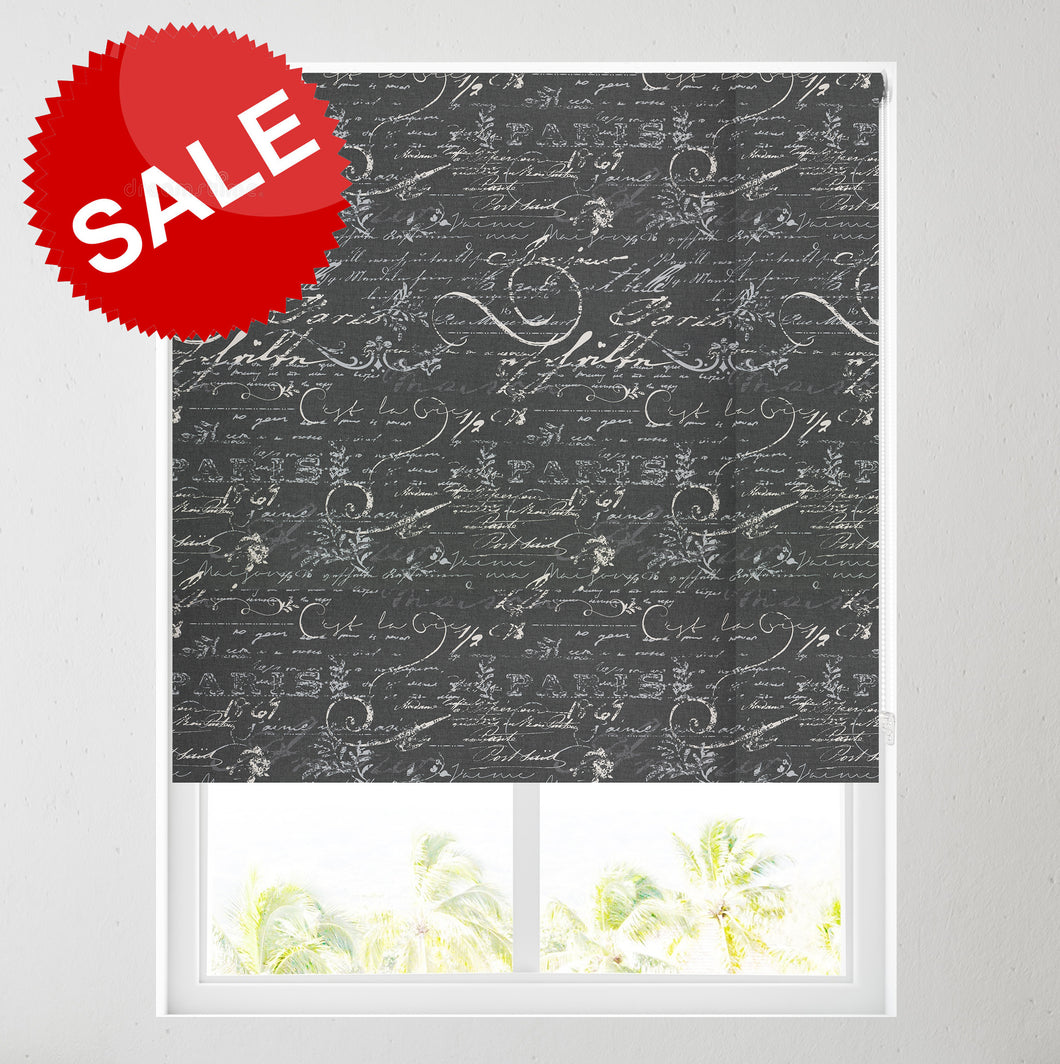 Calligraphy Charcoal Thermal Blackout Roller Blind