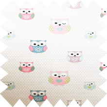 Load image into Gallery viewer, Colourful Owls Polka-Dot Thermal Blackout Roller Blind
