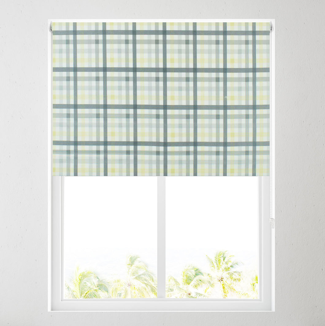 Grey & Ochre Check Thermal Blackout Roller Blind
