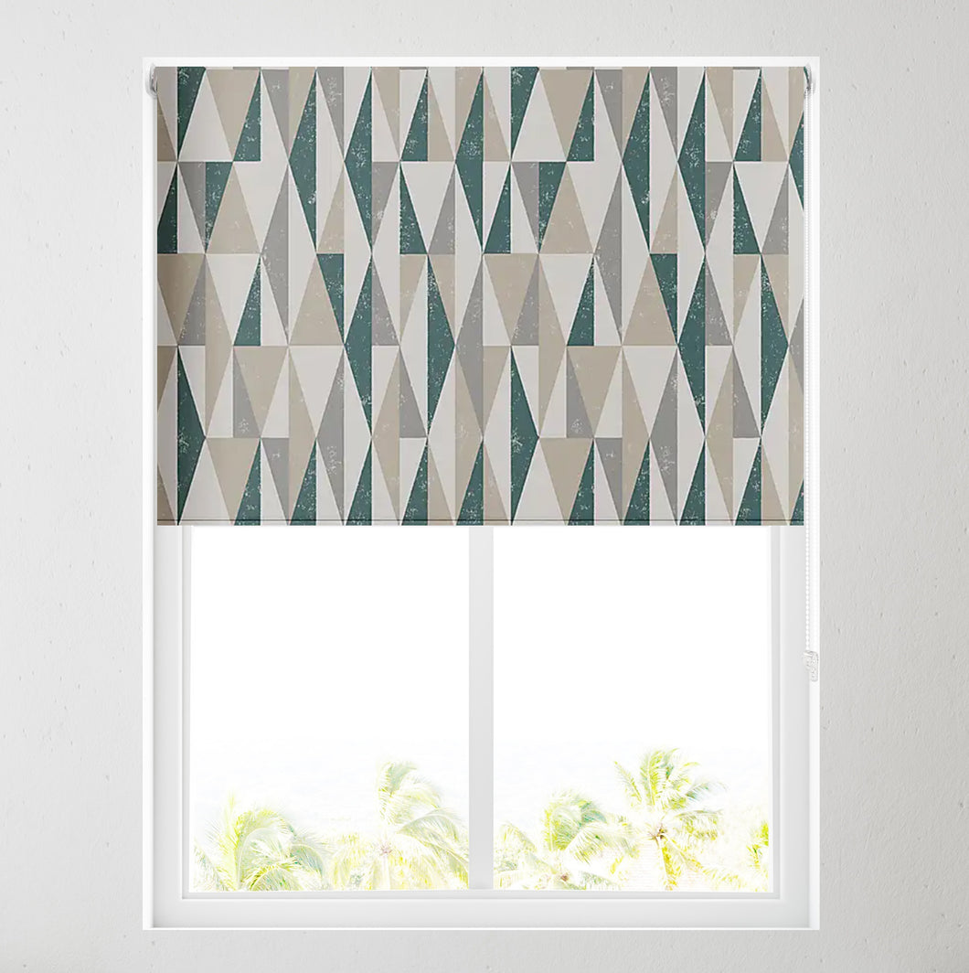Peacock Abstract Triangle Thermal Blackout Roller Blind