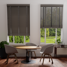 Load image into Gallery viewer, Orion Grey Fine Grain Faux Wood Venetian Blind with Tapes
