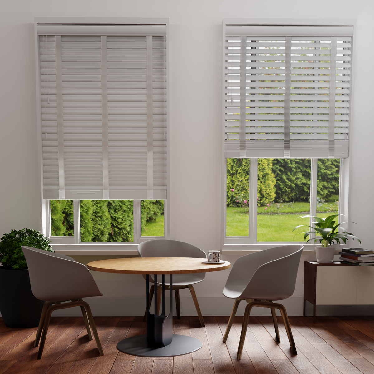 Serene Pure White Wood Venetian Blind with Tapes