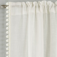 Load image into Gallery viewer, Tahiti Cream Pom Pom Voile Curtain Panel
