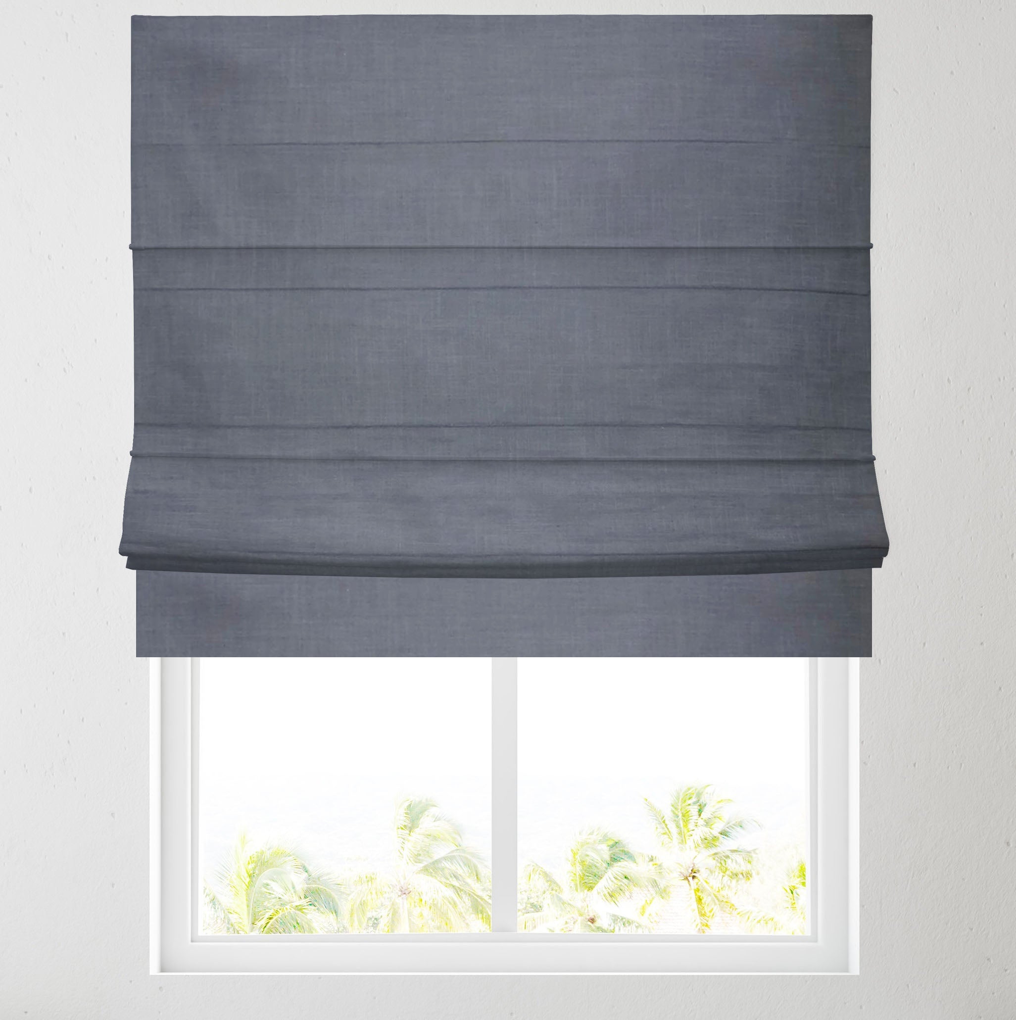 Navy Blue Linen Blackout Lined Roman Blind